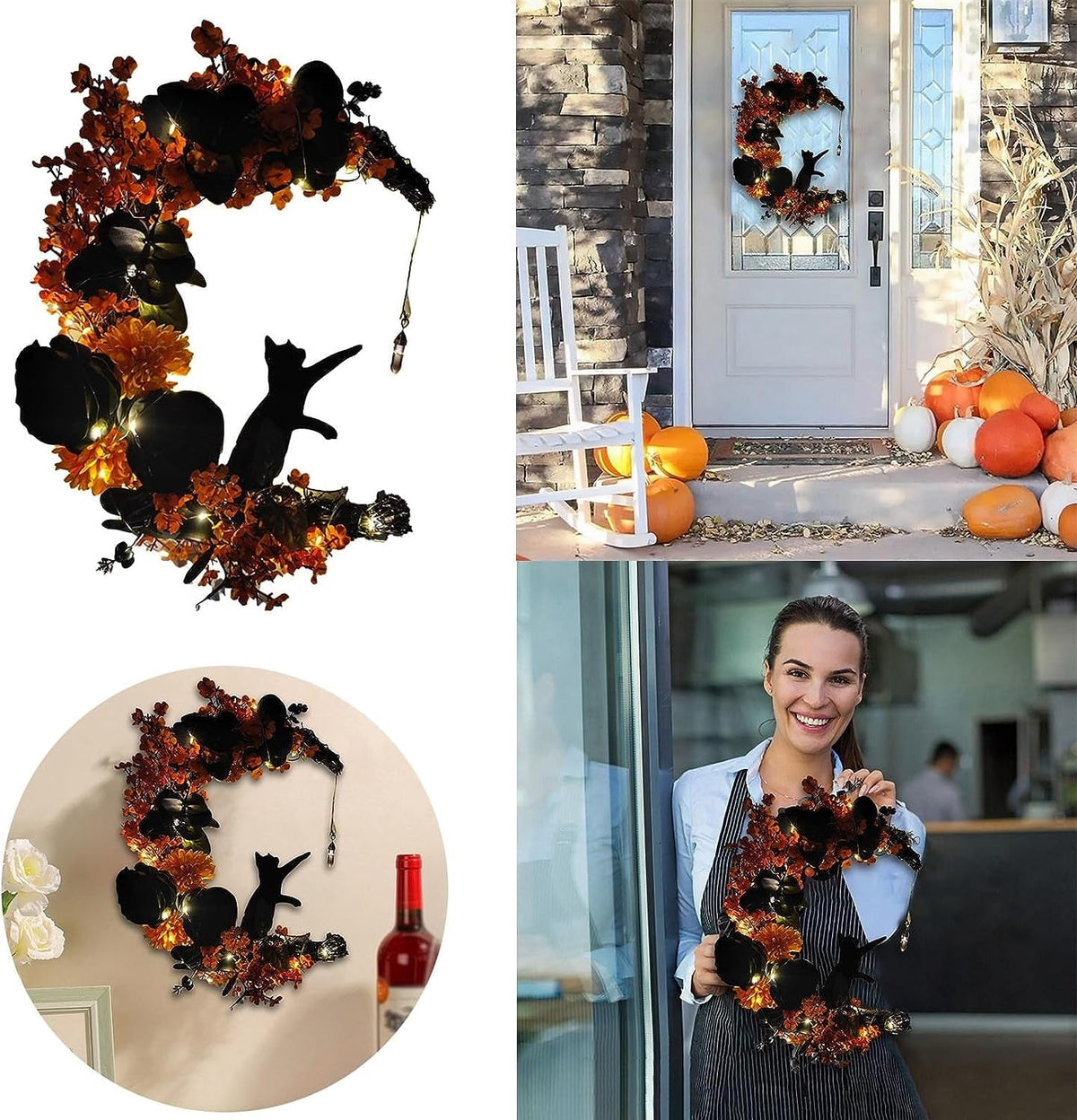 Wiher Halloween Wreaths with Lights for Front Door
