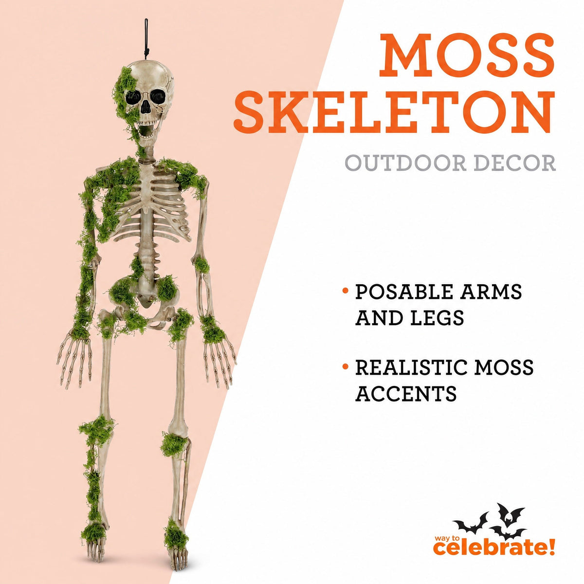 Moss Skeleton Decoration, Multicolor, 35.4", Halloween by Way To Celebrate