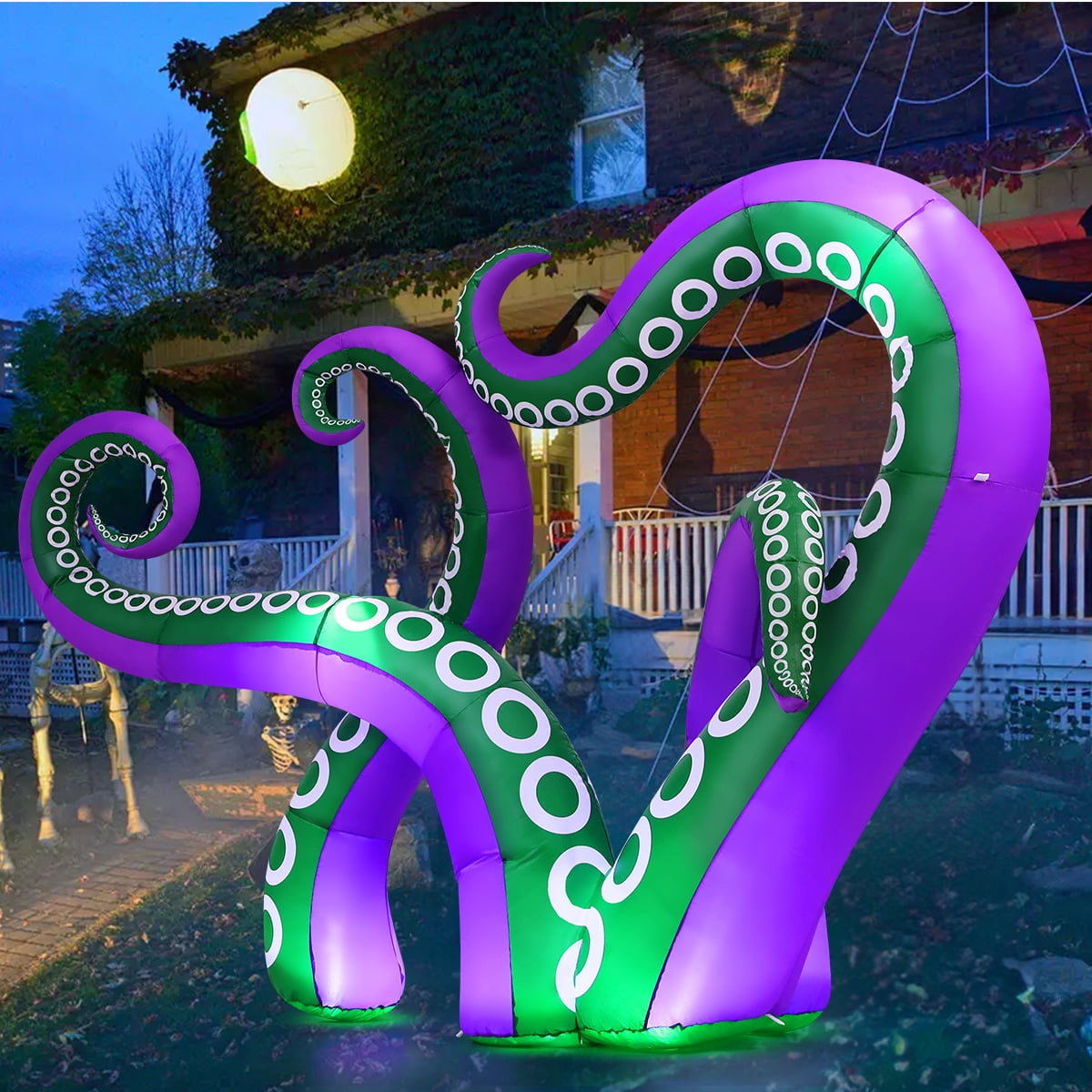 GOOSH Halloween Inflatables 7.2 FT Octopus Tentacles Inflatable with Built-in LEDs, Halloween Inflatable Octopus Blow Up