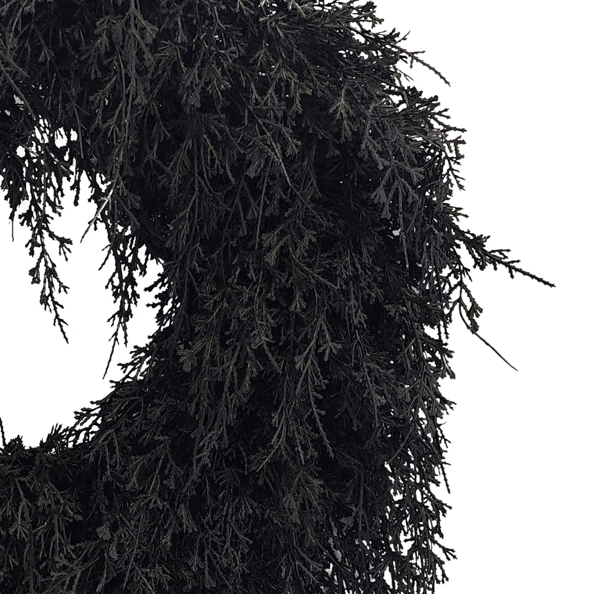 My Texas House Halloween Drapey Faux Cedar Wreath, Black, 24"