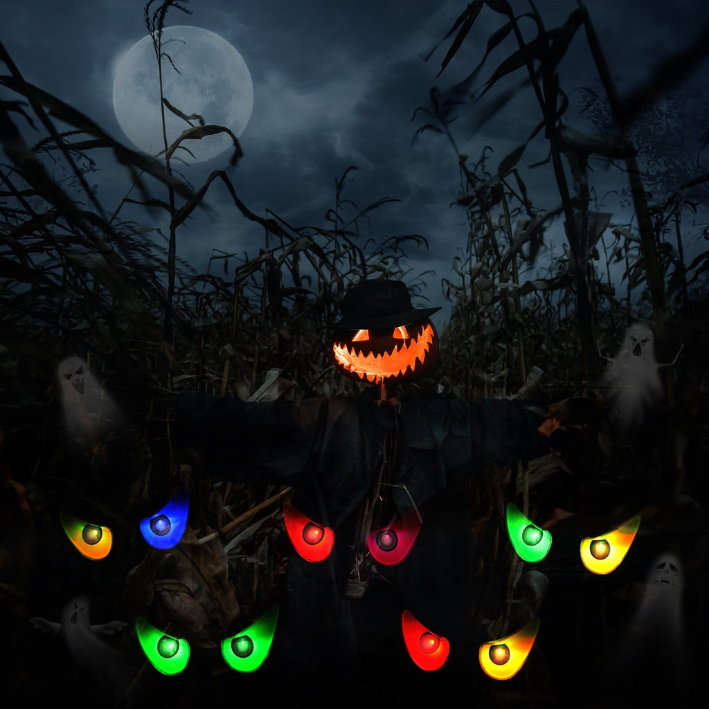 Toodour Halloween Ghost Eyes Lights, 10 LED Battery Halloween Lights with RGB Flashing Eyes, Waterproof Spooky Eyeball H