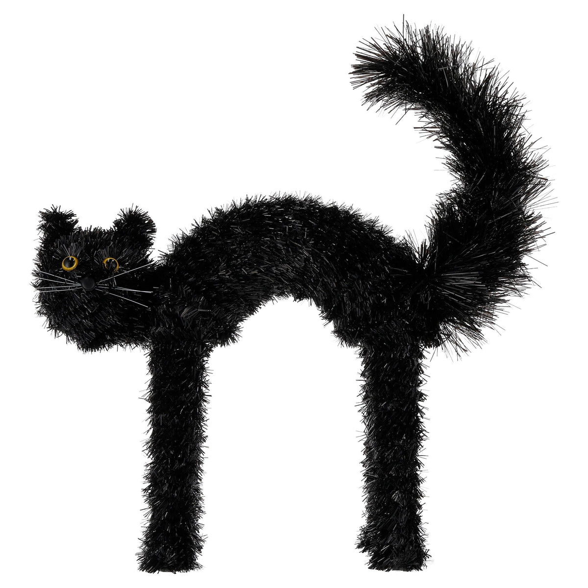 Tinsel Scaredy Cat Decoration, Black, 15", Halloween by Way To Celebrate