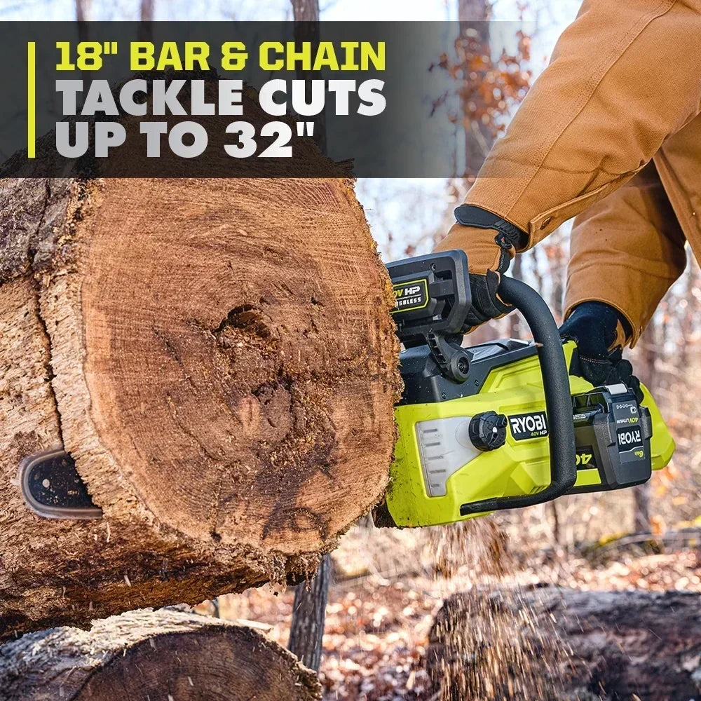 RYOBI 40V HP Brushless 18" Chainsaw Kit - Over 90 Cuts per Charge