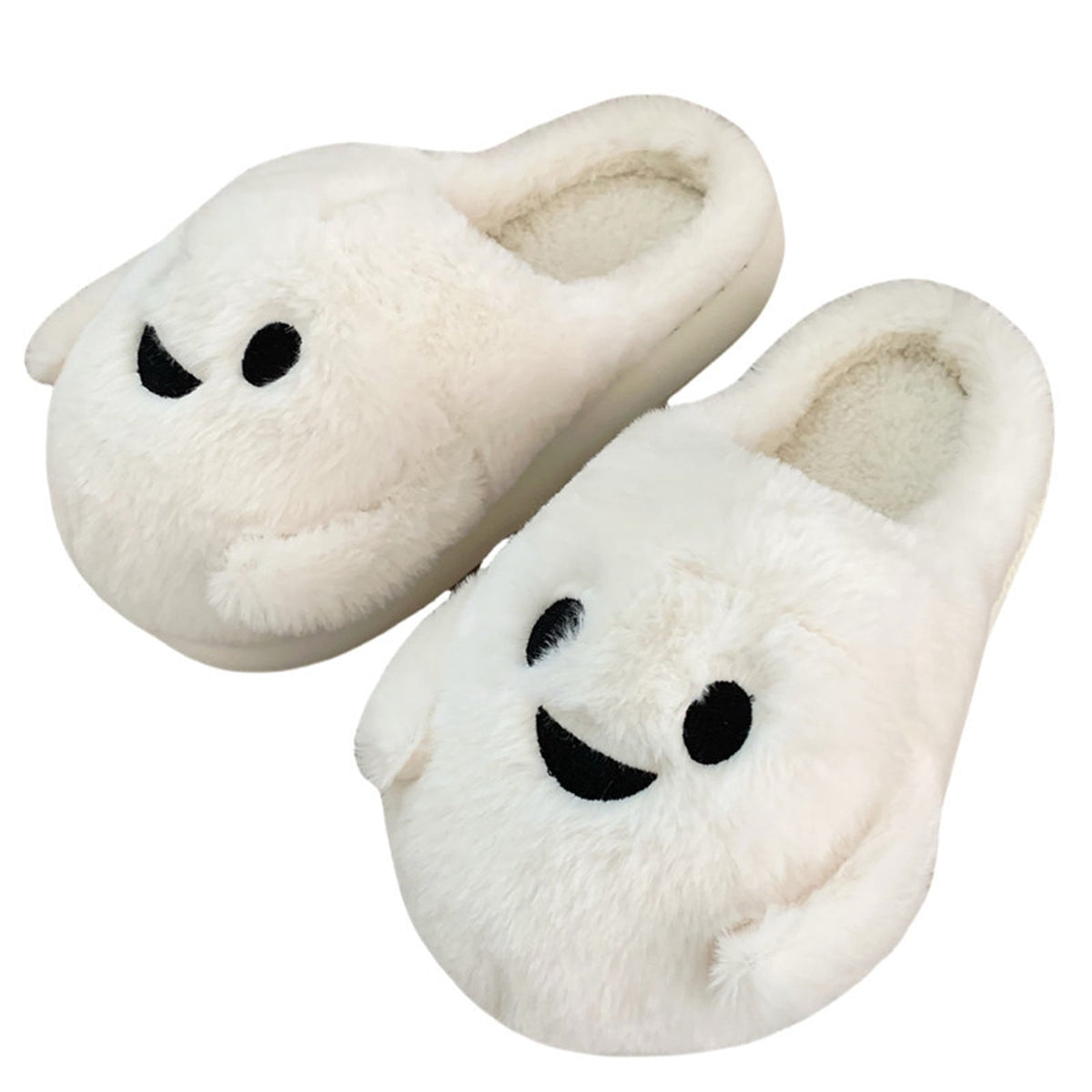 KEVCHE Halloween Ghost Pumpkin House Slippers, Warm Cozy Plush Slippers for Indoor Outdoor Home, Cute Spooky Holiday Foo