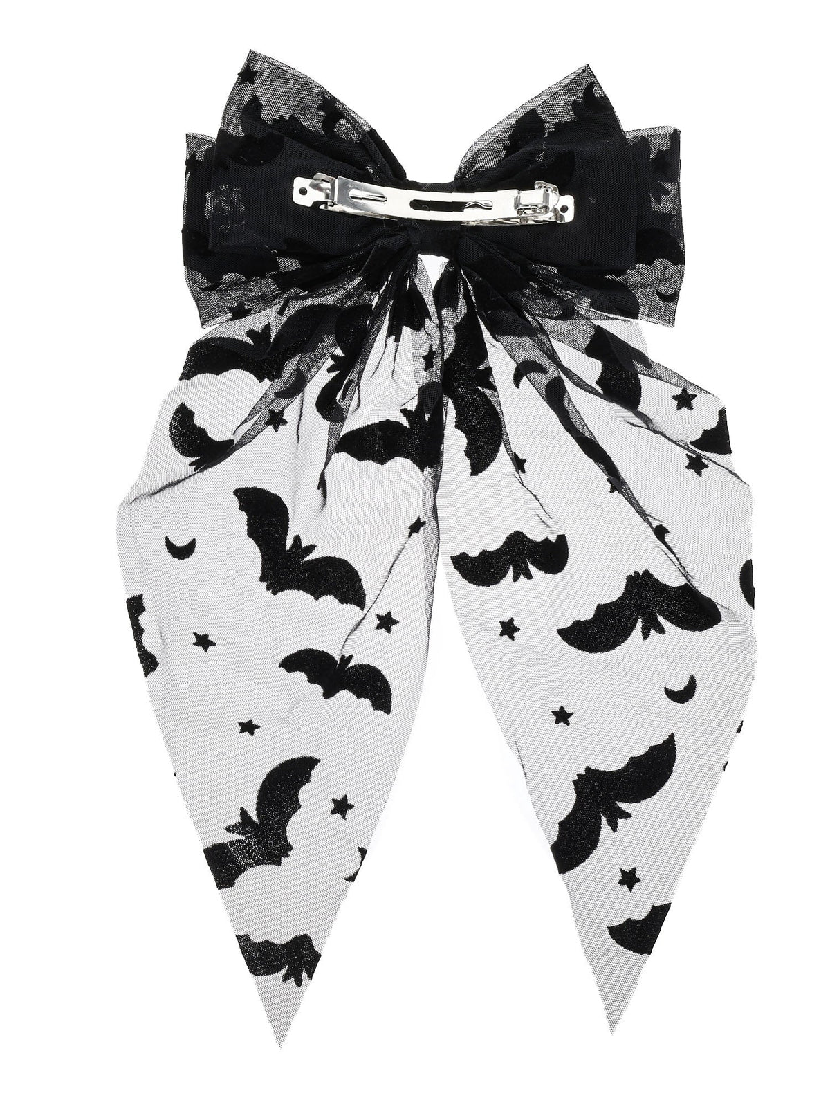 Way to Celebrate Halloween Women's Sheer Bat Hair Bow, Black, 1 Piece, Barrette Hair Clip