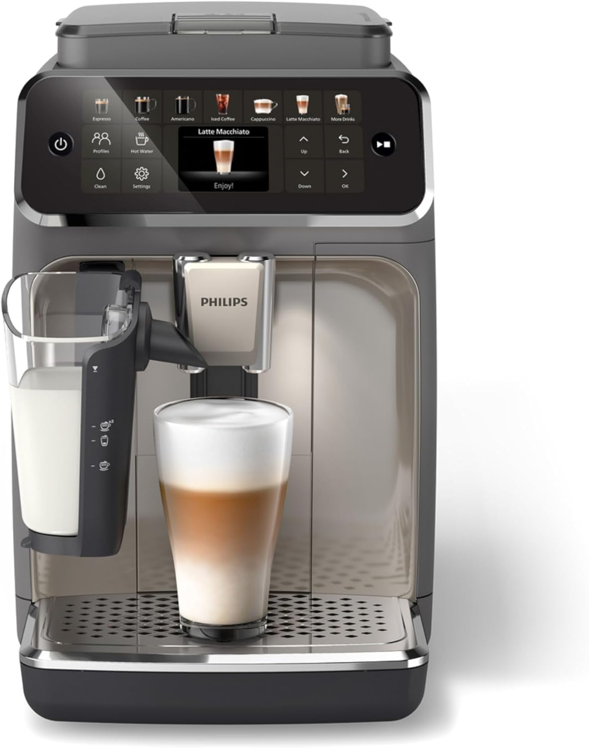Philips Fully Automatic Espresso Machine With LatteGo Milk System, Integrated Grinder, 12 Hot & Iced Coffee Pre-Sets, 15