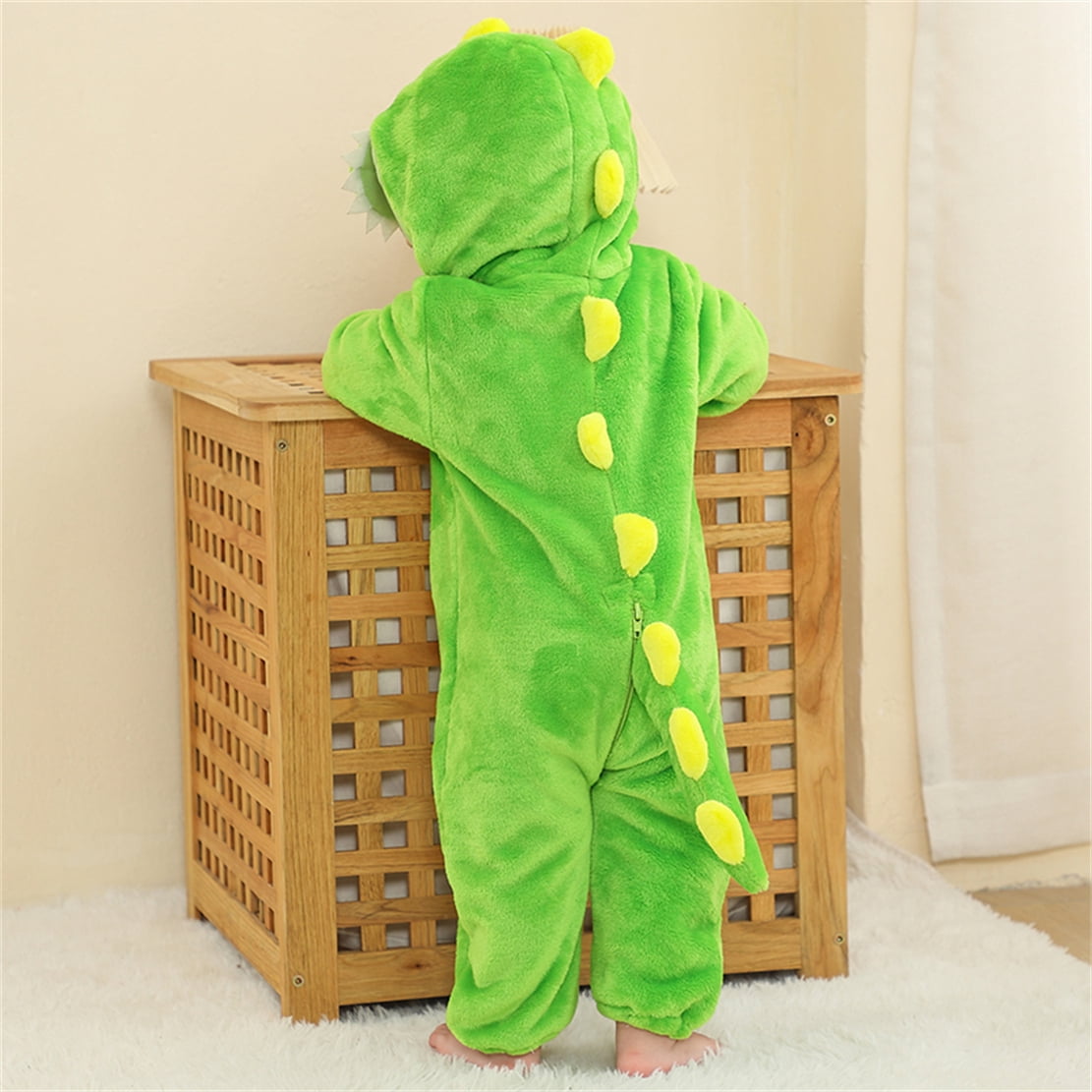 WIBACKER Infant Toddler Dinosaur Animal Fancy Dress Costume Baby Winter Flannel Hooded Romper Christmas Halloween Cospla