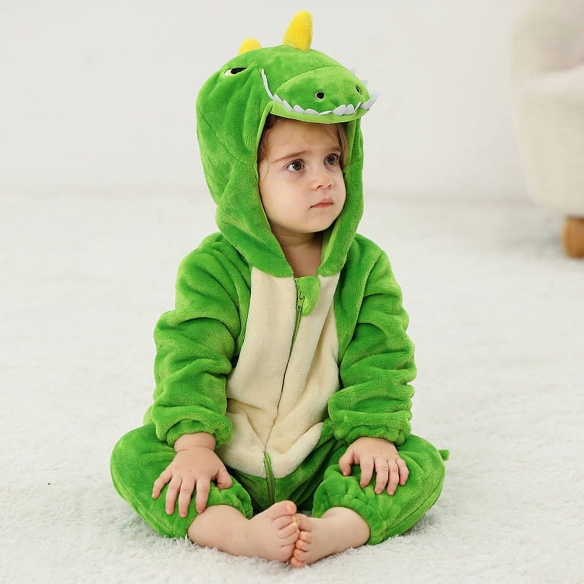 WIBACKER Infant Toddler Dinosaur Animal Fancy Dress Costume Baby Winter Flannel Hooded Romper Christmas Halloween Cospla