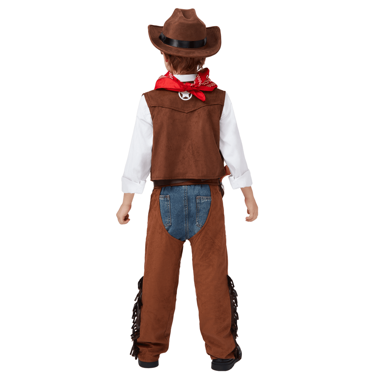 Joyfy Halloween Cowboy Costume for Boys, Kids Cowboy Costume Set, Brown Western Style Cowboy Outfit with Cowboy Hat for