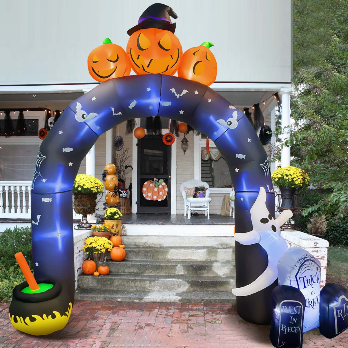 GVDV 10 FT Halloween Inflatables Archway Outdoor Decorations, Scary Halloween Arch Blow Up Yard Decorations for Front Ya