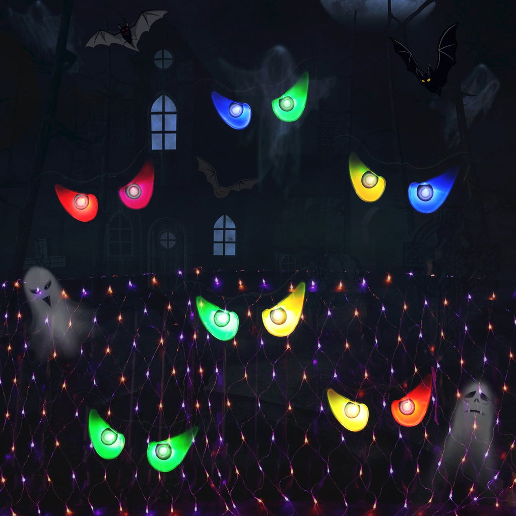 Toodour Halloween Ghost Eyes Lights, 10 LED Battery Halloween Lights with RGB Flashing Eyes, Waterproof Spooky Eyeball H