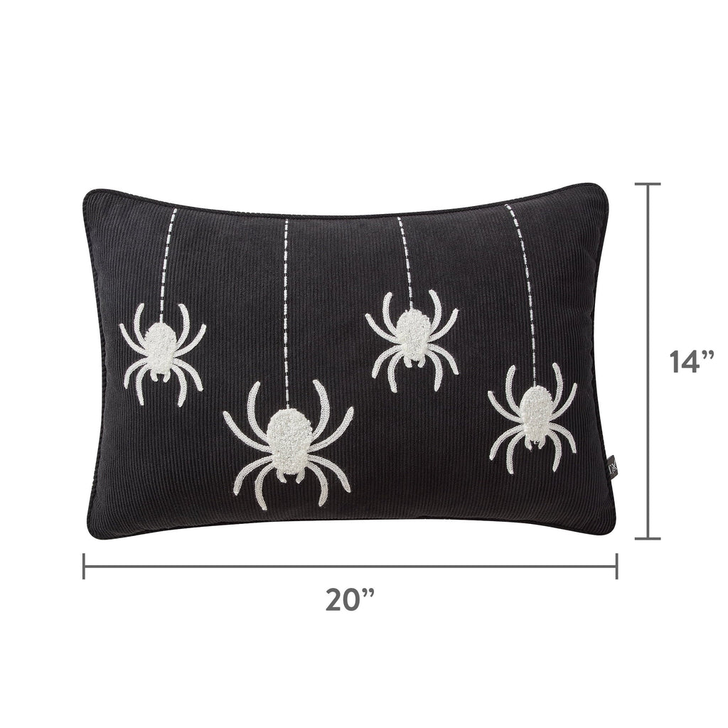 My Texas House Halloween Hanging Spiders Oblong Decorative Pillow, Black and Ivory, 14" x 20"