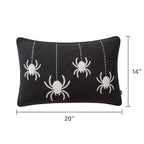 My Texas House Halloween Hanging Spiders Oblong Decorative Pillow, Black and Ivory, 14" x 20"