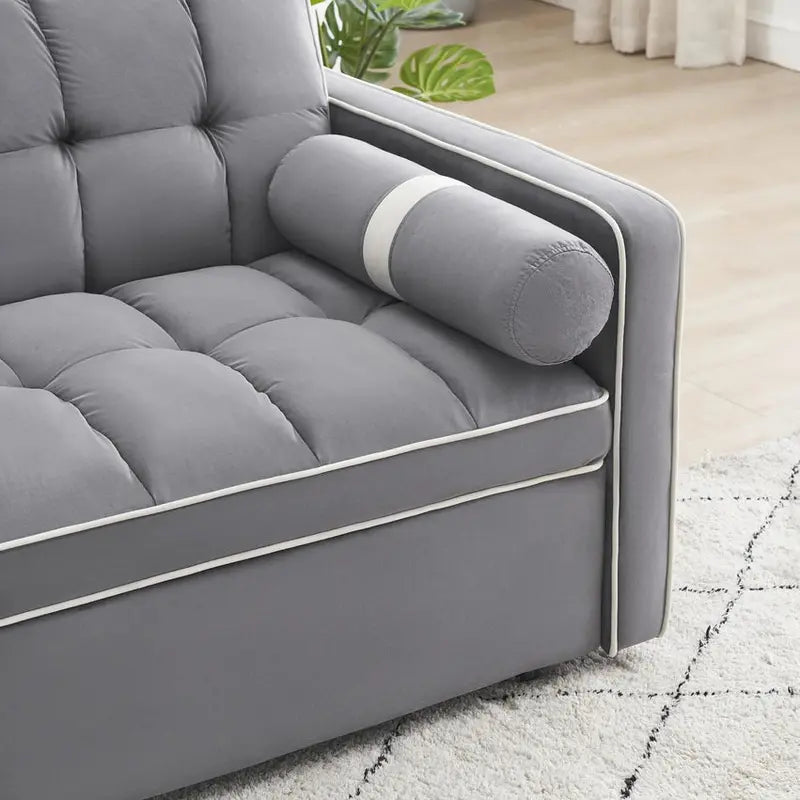 GNIXUU 3-in-1 Velvet Sleeper Sofa Bed With Adjustable Backrest And Storage - 55.5in W x 36in D x 30in H, 70in D x 45in W