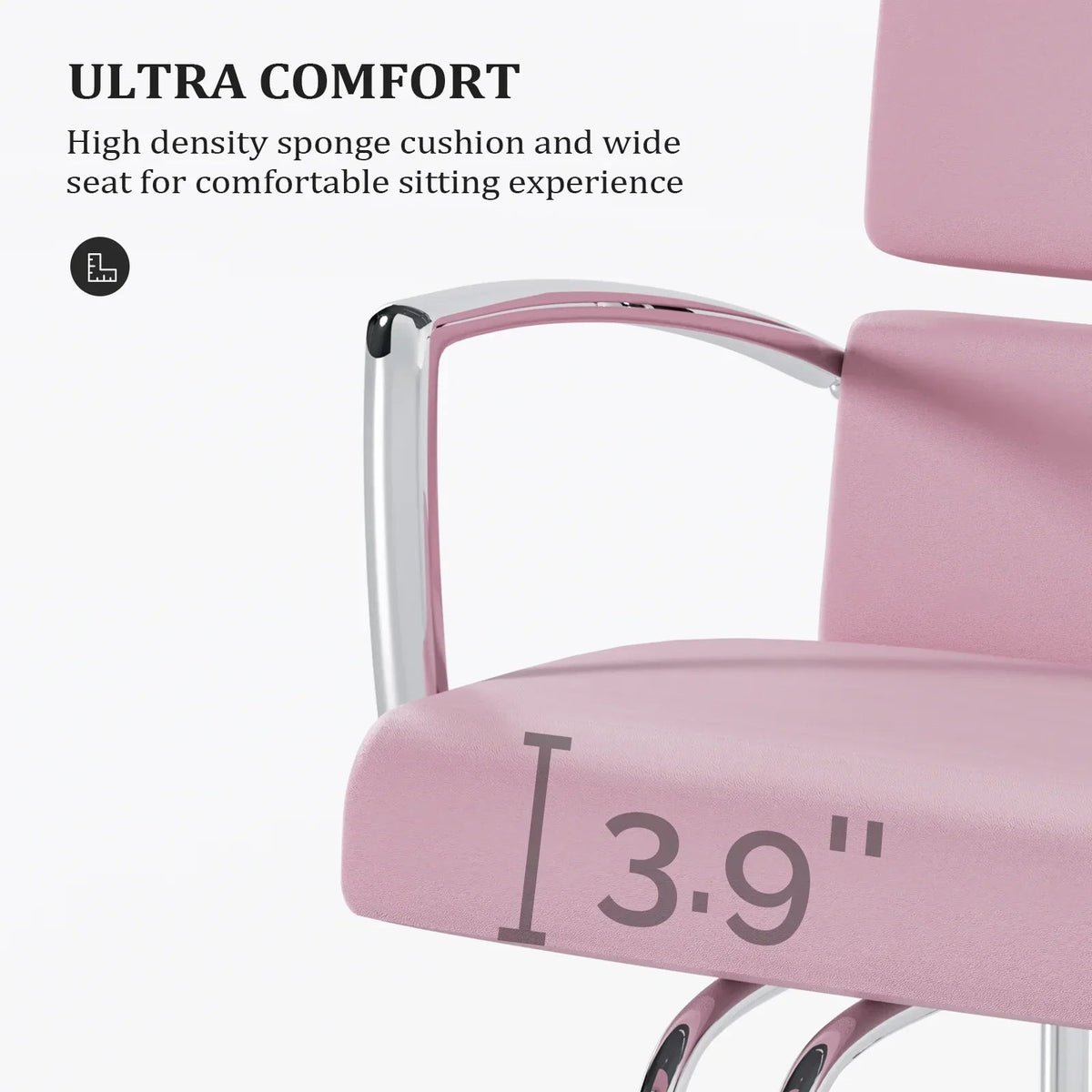 OmySalon Salon Chair With Hydraulic Pump, Pink, 360 Degree Swivel