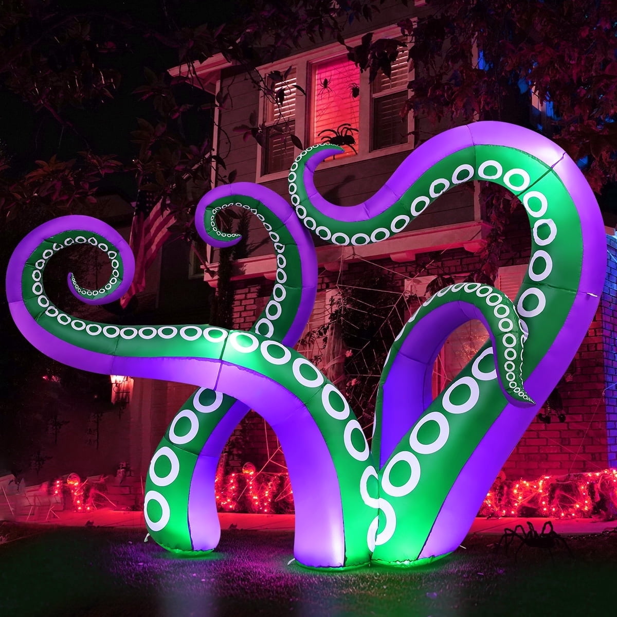 GOOSH Halloween Inflatables 7.2 FT Octopus Tentacles Inflatable with Built-in LEDs, Halloween Inflatable Octopus Blow Up