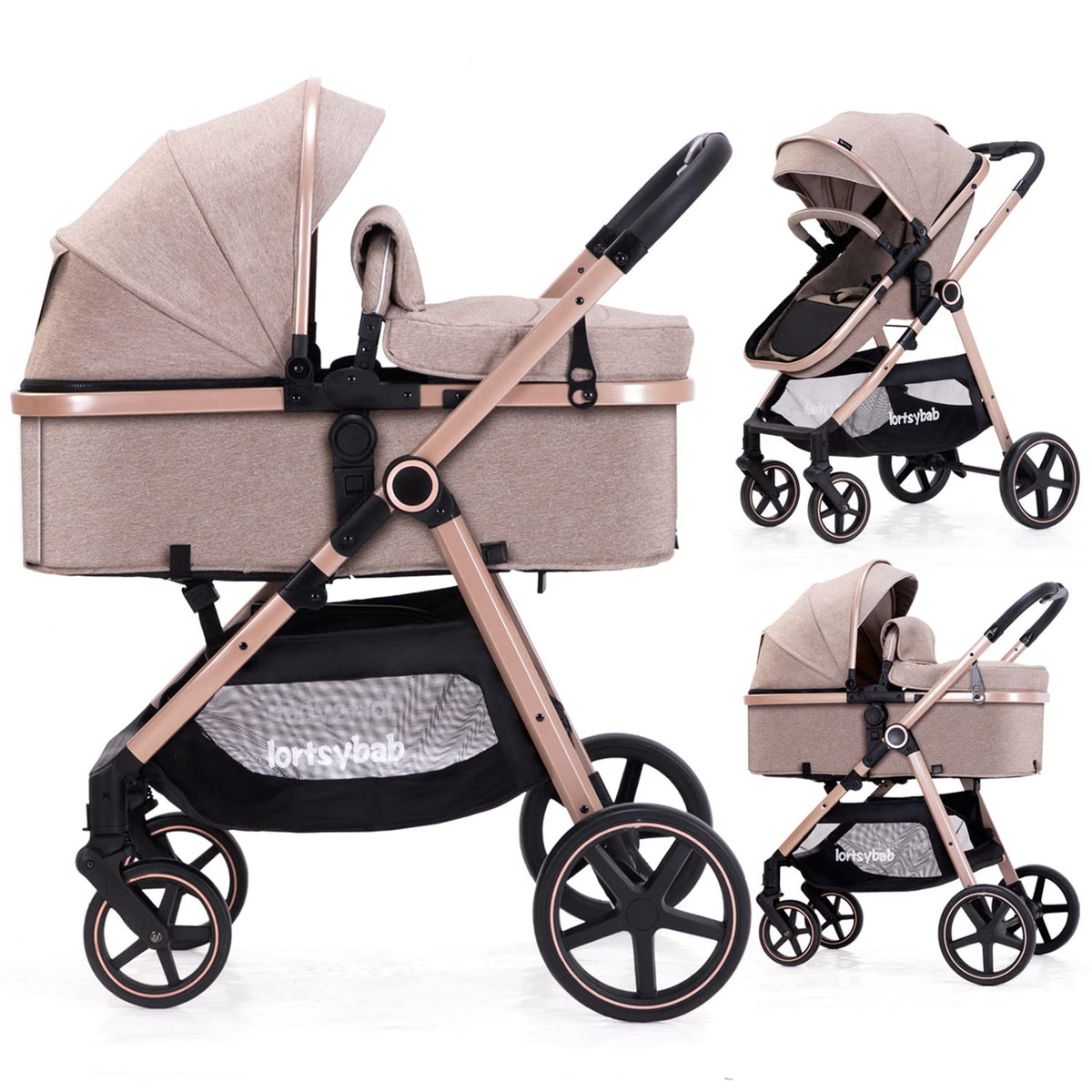 Lortsybab 2-in-1 Baby Stroller With Reversible Seat - 32in x 23in x 42in