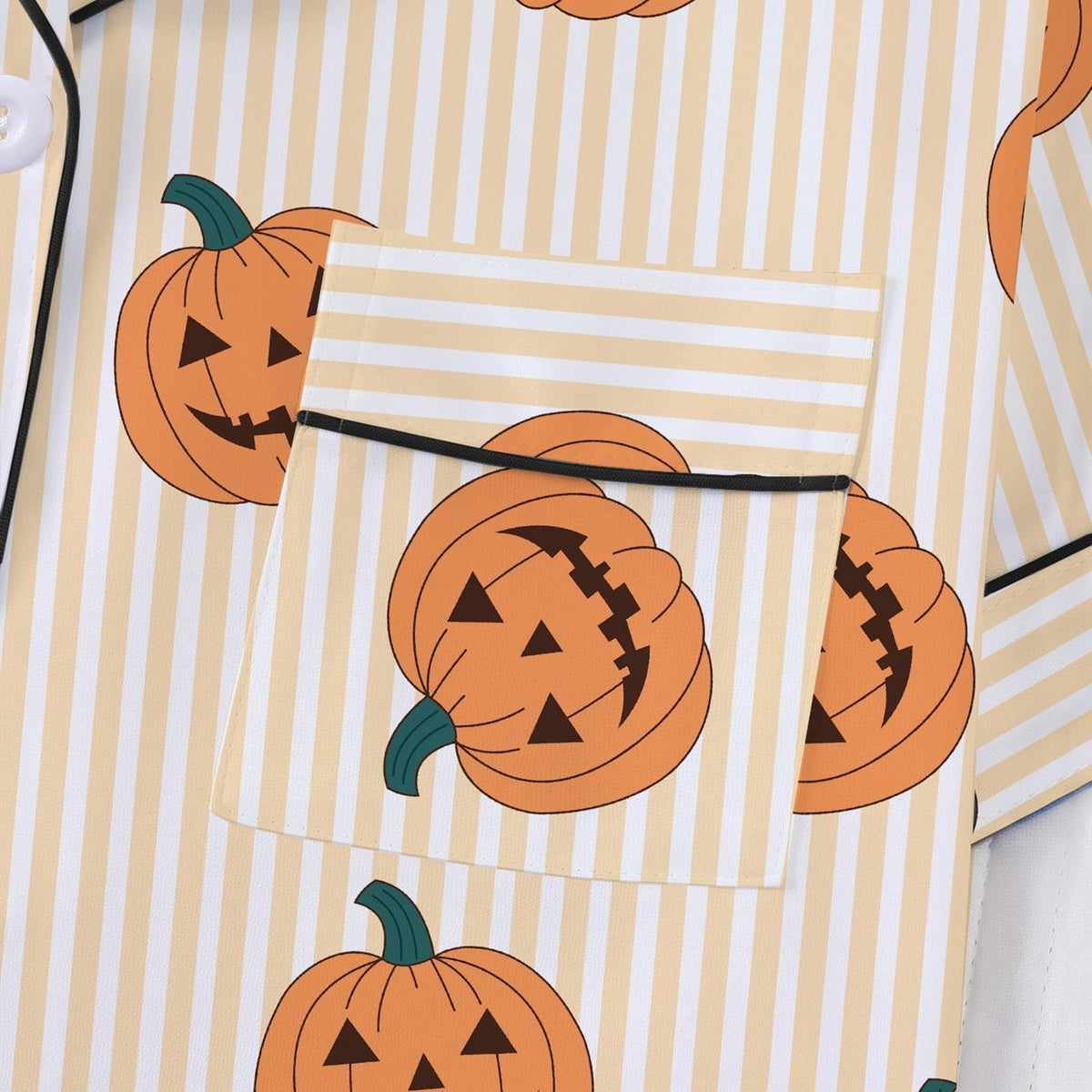 CUZIBR Girls Halloween Pajamas Sets Soft Comfortable Ghost Pumpkin Lapel Button Short Sleeve Shirt Elastic Waist Shorts