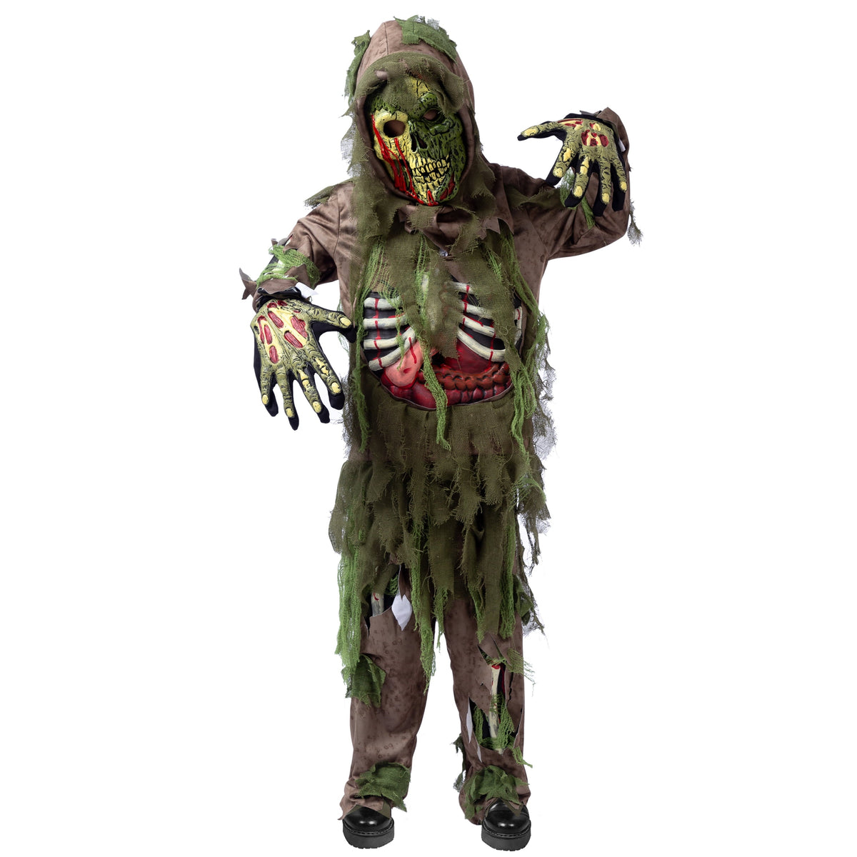 Joyfy Halloween Swamp Skeleton Living Dead Zombie Costume for Boys, Scary Zombie Costume for Kids Halloween Monster Them