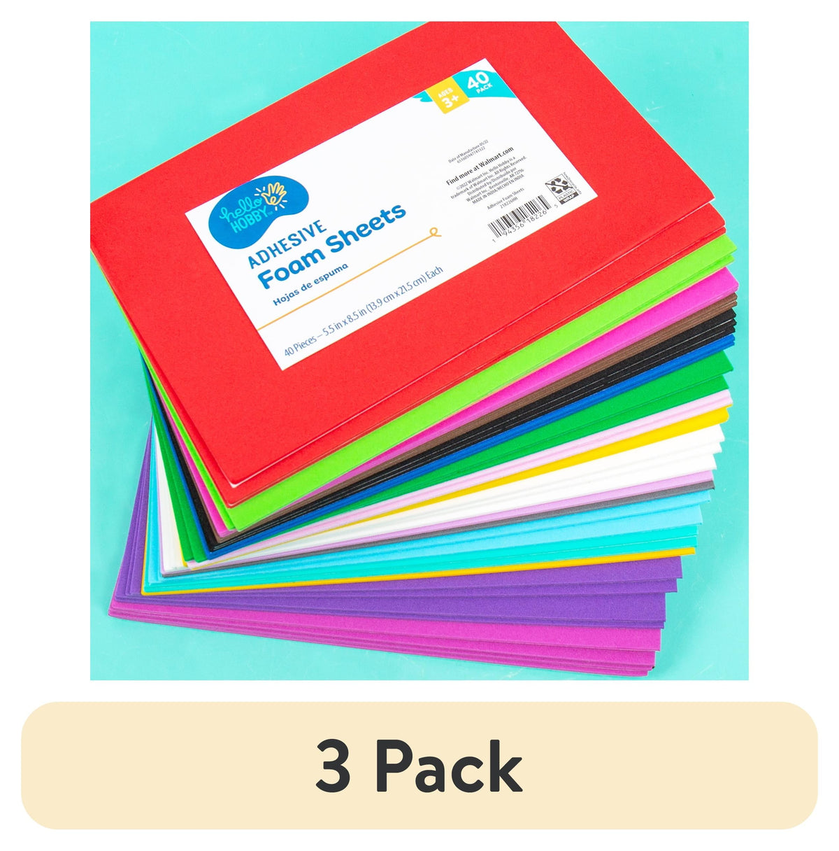 Hello Hobby Multicolor Adhesive Foam Sheets, 40-Pack