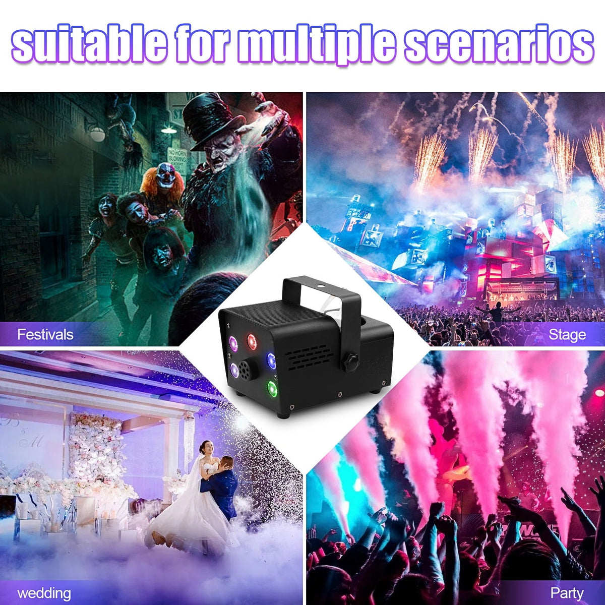Wondnuga Halloween Fog Machine Smoke Machine 550W 3-in-one RGB Light Beads Smoke Machine Remote Control for Halloween Pa