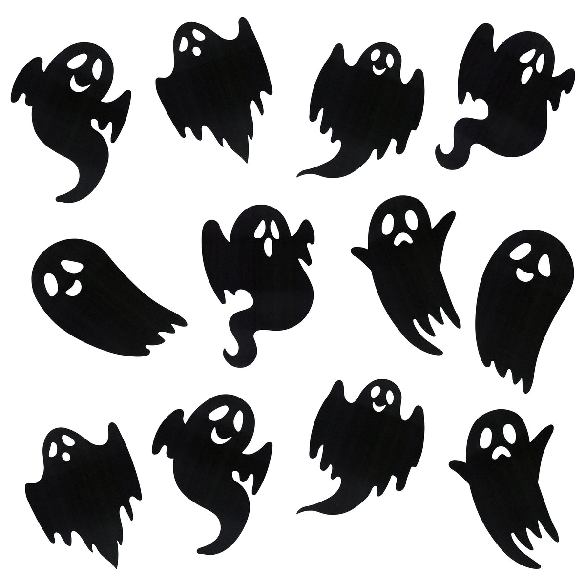 Paper Ghost Cutouts Decoration, Black, 12 Pieces, Halloween by Way To Celebrate