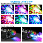 Yexmas 600W Fog Machine with Disco Ball & 8 RGB LED Lights – 2000CFM and Remote Control for Parties, Weddings, Halloween