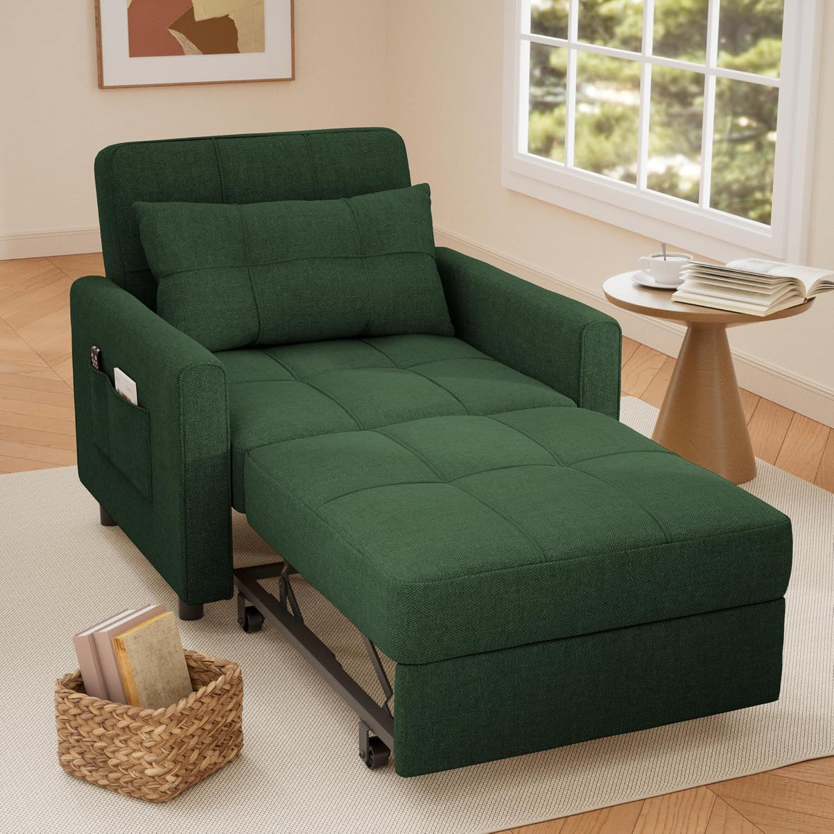 3-in-1 Convertible Pullout Sleeper Chair Bed - 75in x 26in x 17in