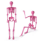Costway 5.5 FT Poseable Halloween Skeleton Life-Size Decoration with Movable Joints Pink