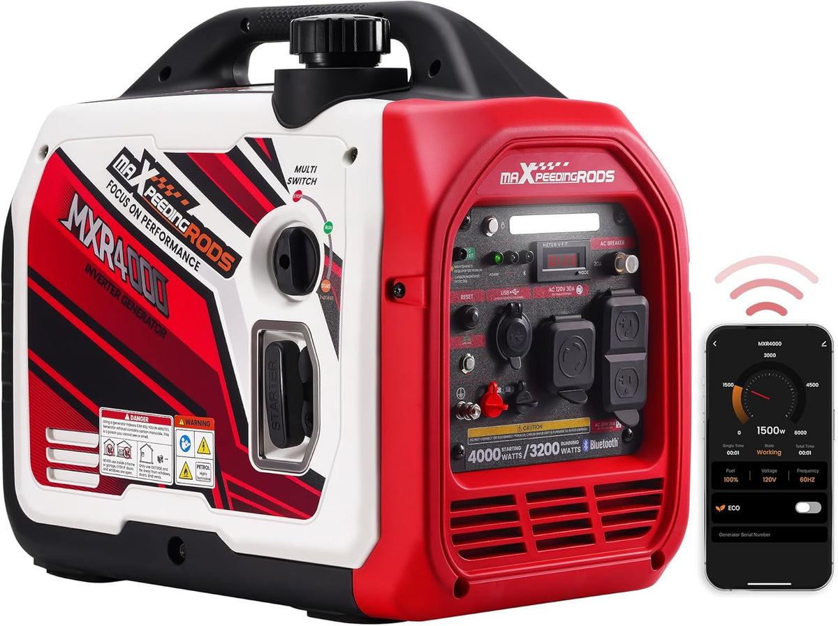 maXpeedingrods 4000 Peak Watt 3200 Running Watt Portable Gas Inverter Generator With Bluetooth App, RV Ready, CO Alarm -