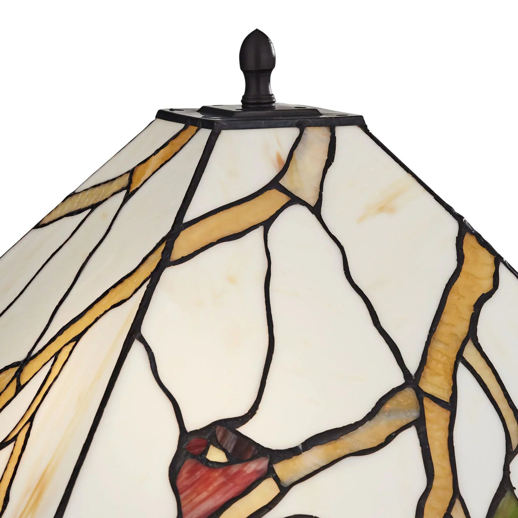 Robert Louis Tiffany Table Lamp 26 inch High Dark Bronze Cherry Blossom Stained Art Glass Shade