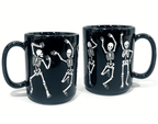 Way To Celebrate Halloween Black Dancing Skeleton Stoneware Mug Set, 2-Pack, 18.7 oz