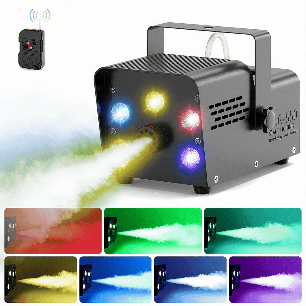 Wondnuga Halloween Fog Machine Smoke Machine 550W 3-in-one RGB Light Beads Smoke Machine Remote Control for Halloween Pa