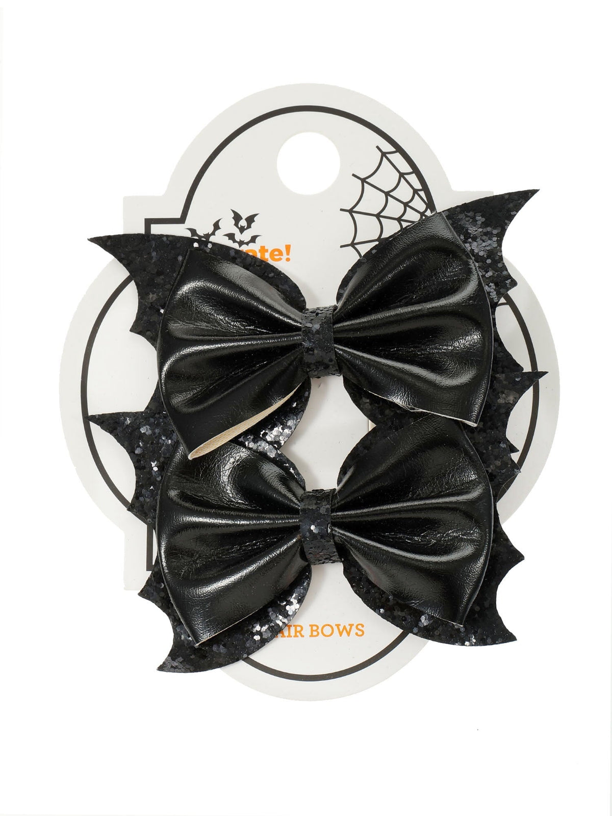 Way to Celebrate Halloween Mini Bat Bow Hair Clip Set, Black, 2 Pieces, Alligator Hair Clip