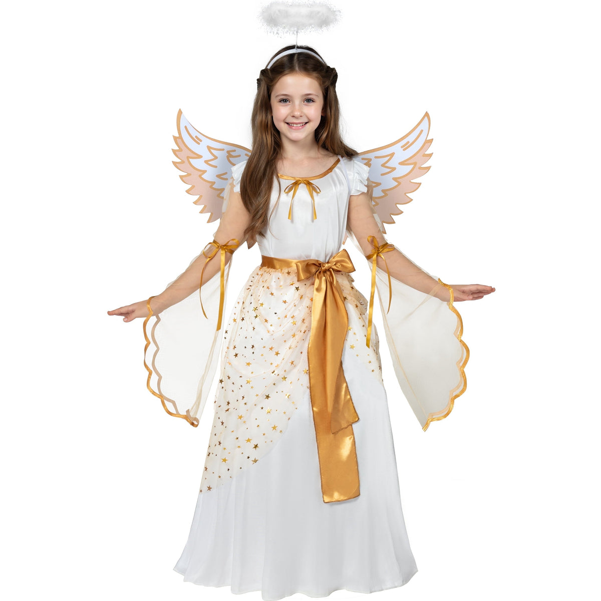 Joyfy Halloween Angel Costume for Girls, Angel Dress for Kids, Guardian Angel Set for Halloween Costumes Themed Party Co