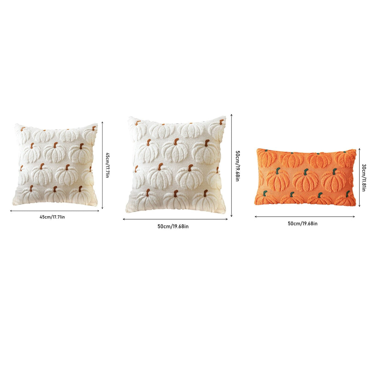 hociret Plush 3D Pumpkin Throw Pillows Covers - Fall/Halloween/Thanksgiving Decor, Cozy Textured Cushions for Couch/Bed,
