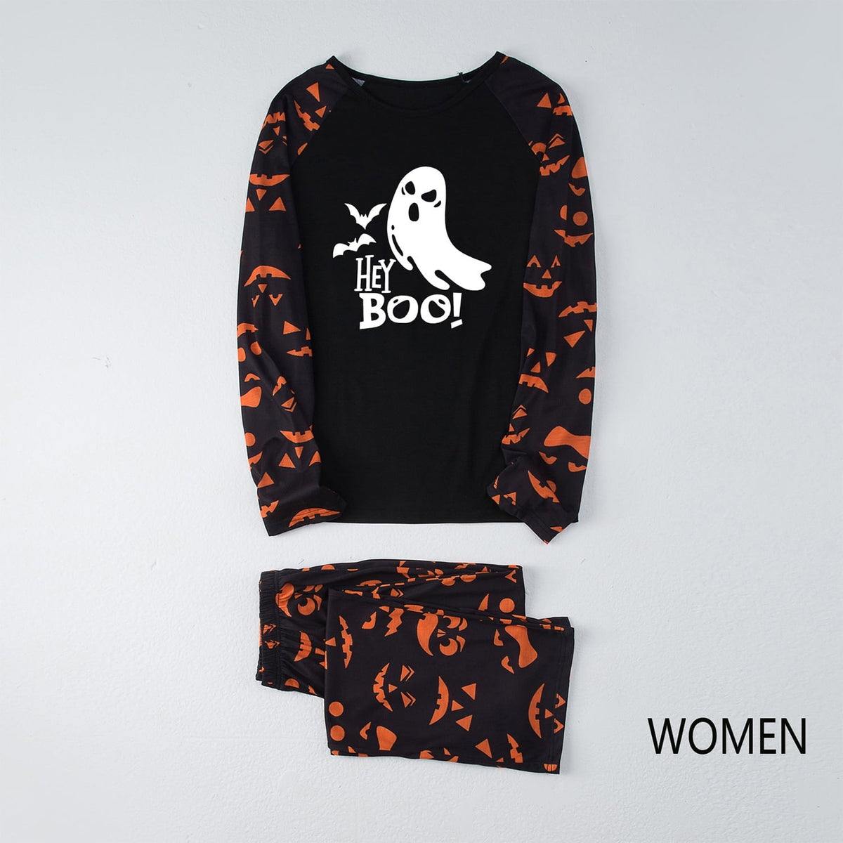 DAKIMOE Halloween Pajamas Family Matching Glow In The Dark Halloween Print Long Sleeve PJs Set Outfits 2 Pieces Cotton L