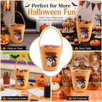 MetMetalrt Trick or Treat Bucket – Orange Cute Ghost Candy Buckets & Tote Bags for Halloween Party Decoration