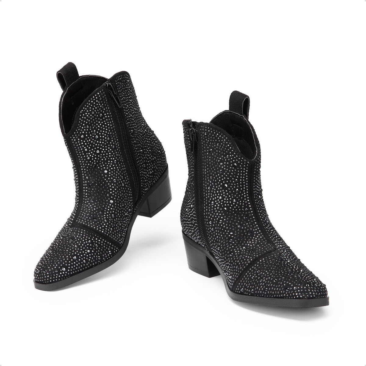 BURUDANI Girls Cowgirl Boots Kids Zip-Up Ankle Child Low Heel Dress Booties