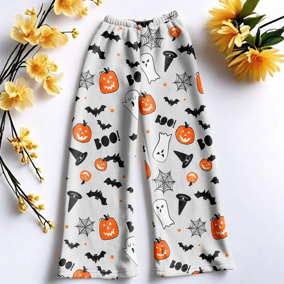 Halloween Pajama Pants for Women Halloween Pumpkin Print Fuzzy Sleep Pants for Women Warm Cozy Pj Bottoms Lounge Pants P