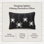 My Texas House Halloween Hanging Spiders Oblong Decorative Pillow, Black and Ivory, 14" x 20"