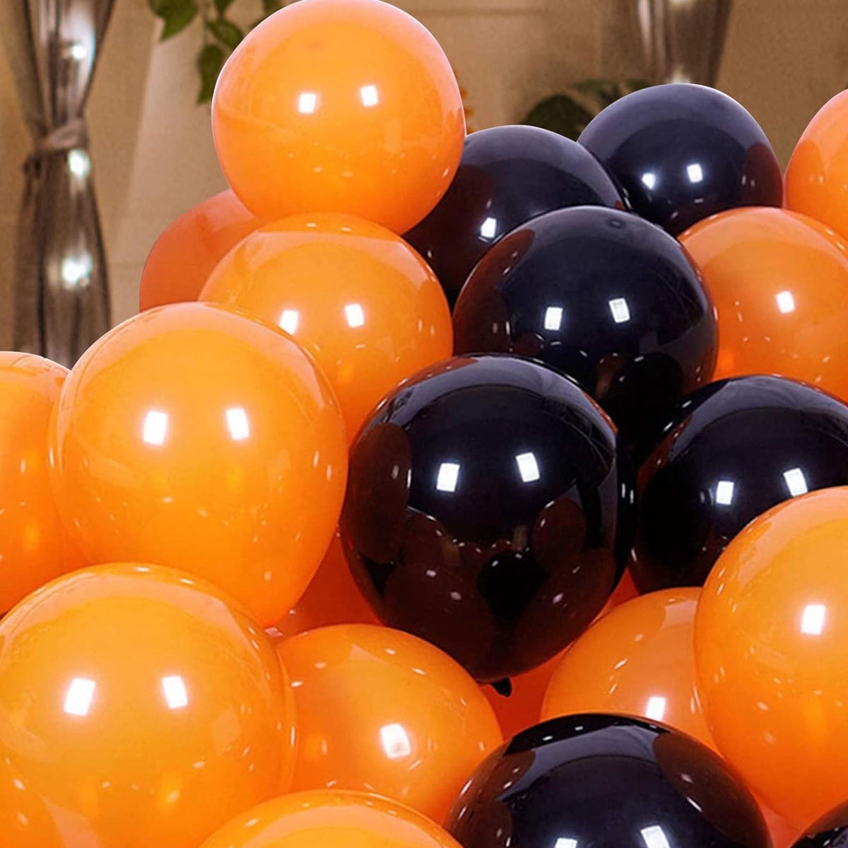 12 Inch Latex Balloons 30Pcs Halloween Party Decorations, Black Orange Confetti Balloons Set for Birthday Party Supplies