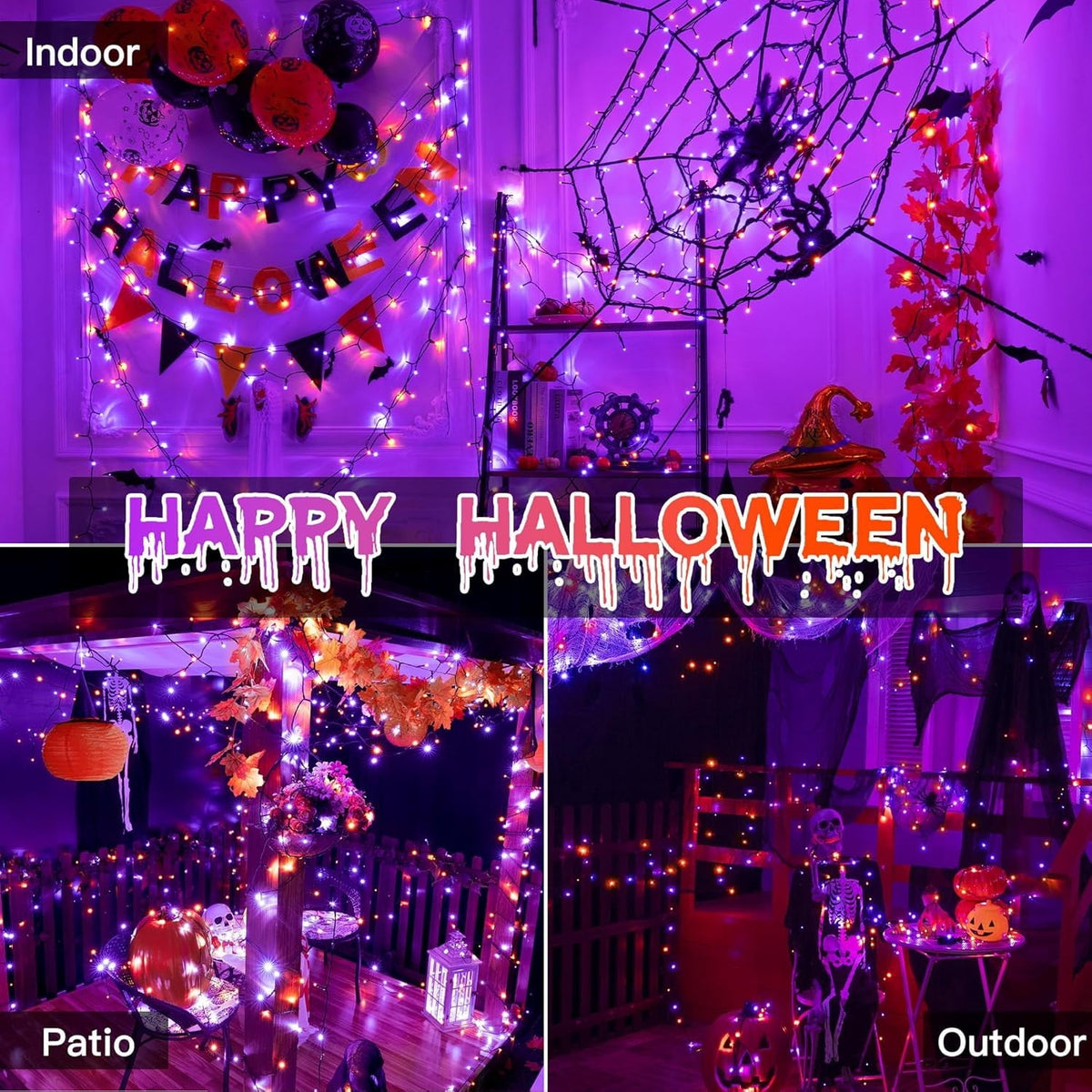 66FT 200 LED Halloween Lights, Halloween Lights Outdoor with 8 Lighting Modes, Waterproof Halloween String Lights for Ch