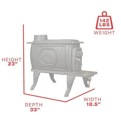 Logwood Cast Iron Wood Stove, 900 Sq. Ft., 54,000 BTUs