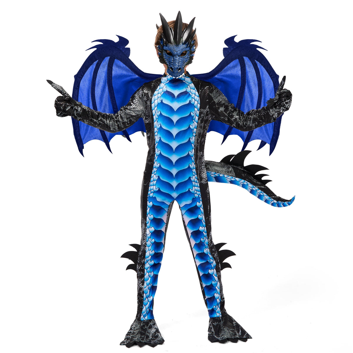 Joyfy Dragon Costume for Kids Boys Dragon Costume with Dragon Wings, Tail and Mask Outfits Set for Toddlers Halloween Dr