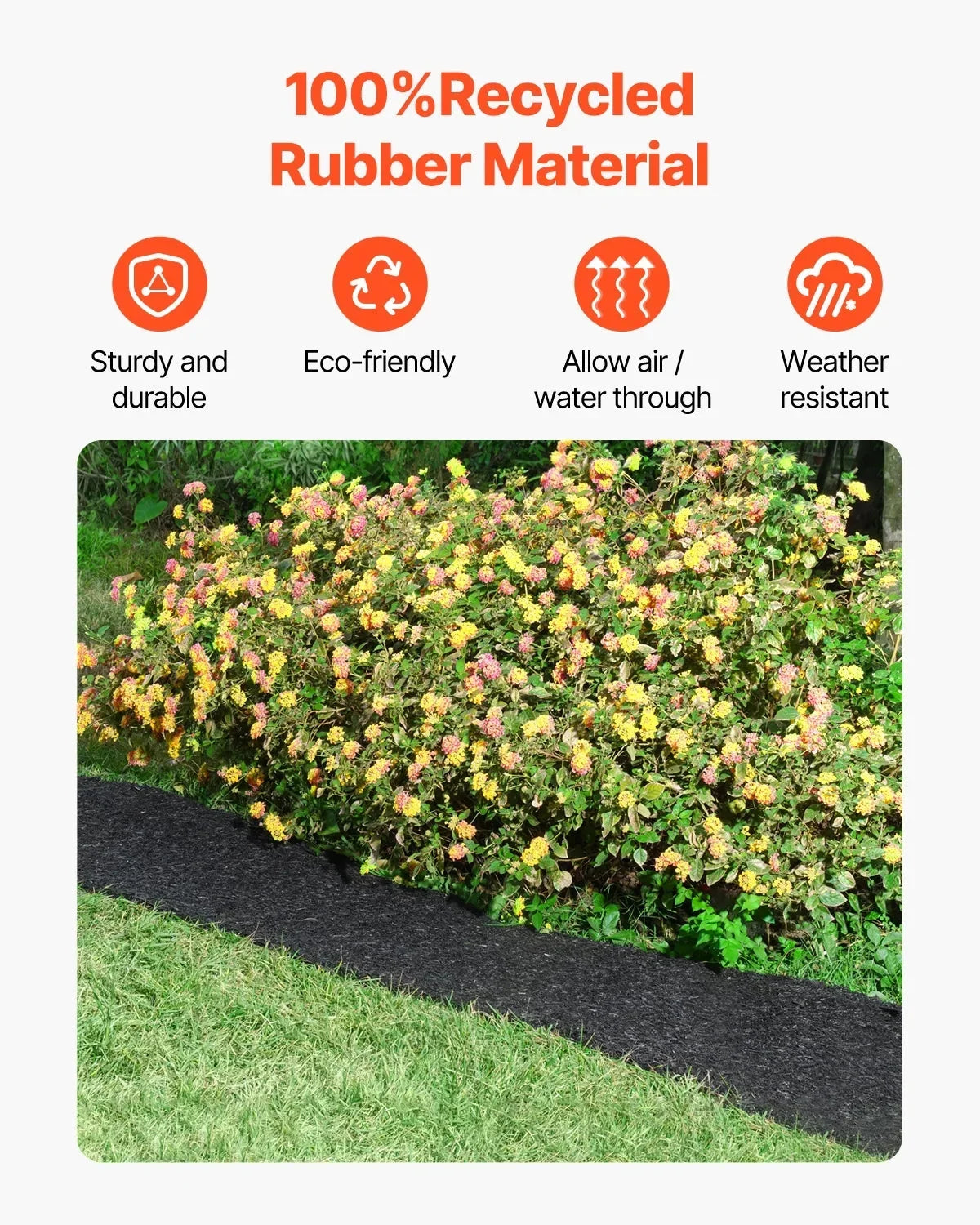 VEVOR Rubber Mulch Mat, 2 Rolls, 96 x 22 inch, Black - HJ6002