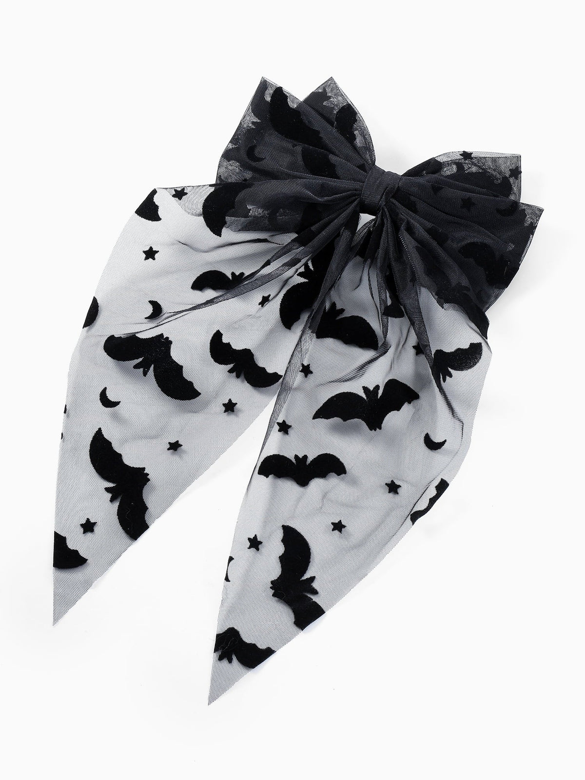 Way to Celebrate Halloween Women's Sheer Bat Hair Bow, Black, 1 Piece, Barrette Hair Clip