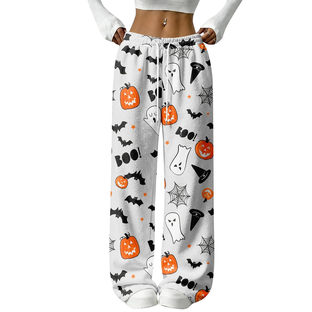 Halloween Pajama Pants for Women Halloween Pumpkin Print Fuzzy Sleep Pants for Women Warm Cozy Pj Bottoms Lounge Pants P