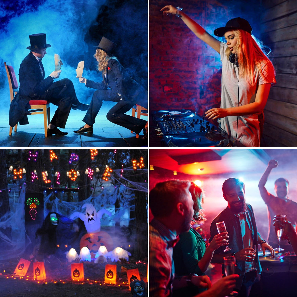 Halloween Fog Machine 500W RGB LED Smoke Machine Stage Lighting Effect with Remote Control for Halloween Wedding DJ Show