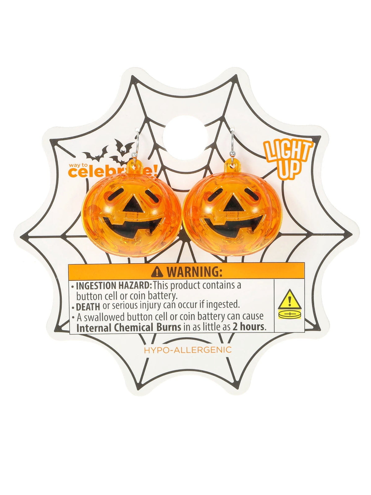 Way to Celebrate Light-up Jack-O-Lantern Halloween Earrings, 1 Pair